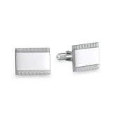 Sterling Silver Rectangle Engine-Turned Cufflinks